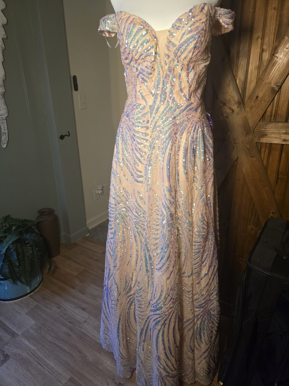 Windsor Blush Pink Sequin Off-Shoulder Prom Gown Nwt Sz 5